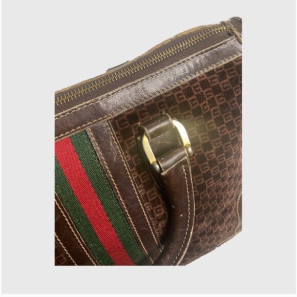 Vintage ✨Gucci✨ Brown Suede Logo Ophidia Shopper Tote - Picture 6 of 9